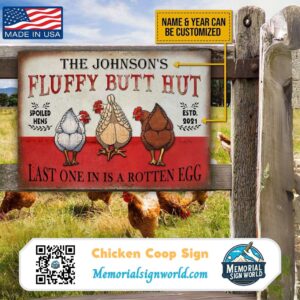 Personalized Chicken Coop Sign Metal Chicken Sign Indoor Outdoor Made in the USA TMS01