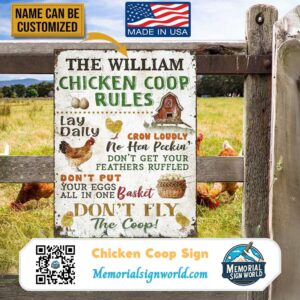 Personalized Chicken Coop Sign Metal Chicken Sign Indoor Outdoor Made in the USA TMS02