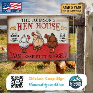 Personalized Chicken Coop Sign Metal Chicken Sign Indoor Outdoor Made in the USA TMS06