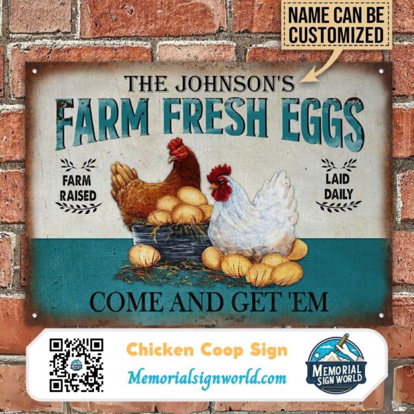 Personalized Chicken Coop Sign Metal Chicken Sign Indoor Outdoor Made in the USA TMS460