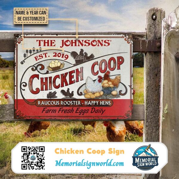 Personalized Chicken Coop Sign Metal Chicken Sign Indoor Outdoor Made in the USA TMS462