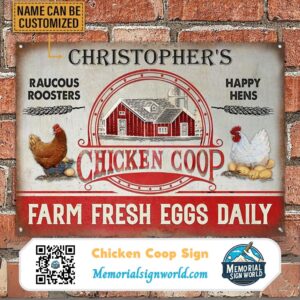 Personalized Chicken Coop Sign Metal Chicken Sign Indoor Outdoor Made in the USA TMS662