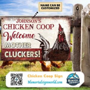 Personalized Chicken Coop Sign Metal Chicken Sign Outdoor TMS348