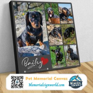 Personalized Custom Forever In Our Hearts Photo Collage Dog Pet Memorial Canvas Art Poster DC73 (2)