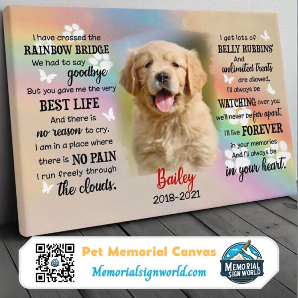 Personalized Custom I Have Crossed The Rainbow Bridge Dog Pet Memorial Canvas Art Poster DC82 (2)