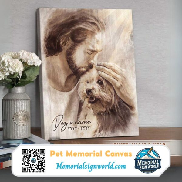 Personalized Custom Jesus God Hug Dog Pet Memorial Canvas Art Poster DC66 (2)