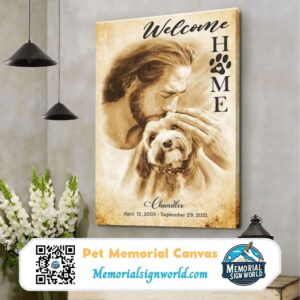 Personalized Custom Jesus God Hug Photo Dog Pet Memorial Canvas Art Poster DC67 (2)