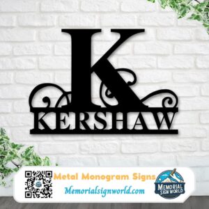 Personalized Metal Name Monogram Signs Indoor Outdoor TMS334