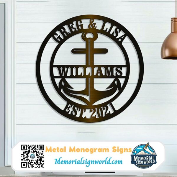 Personalized Metal Name Monogram Signs Last Name Letters Indoor Outdoor TMS673