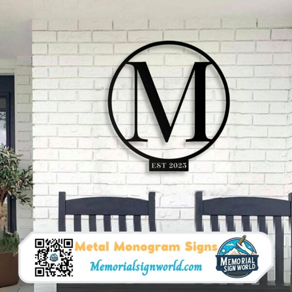 Personalized Metal Name Monogram Signs Last Name Letters Indoor Outdoor TMS679