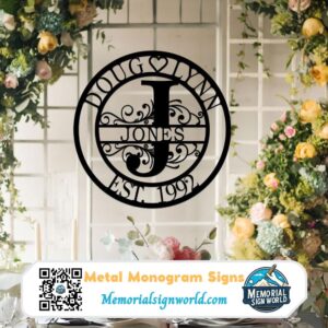 Personalized Metal Name Monogram Signs Letters Anniversary Wedding Indoor Outdoor TMS171